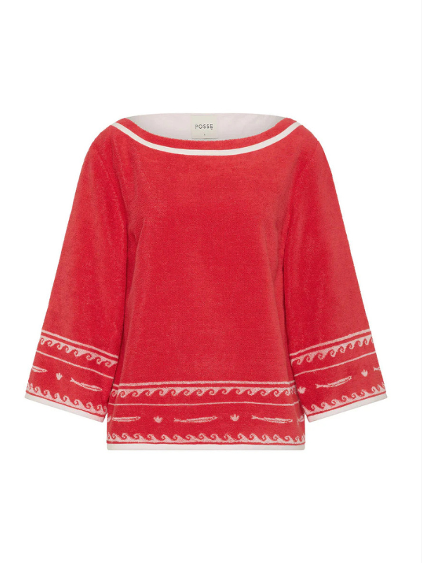 Cody Top in Red Ivory Fish