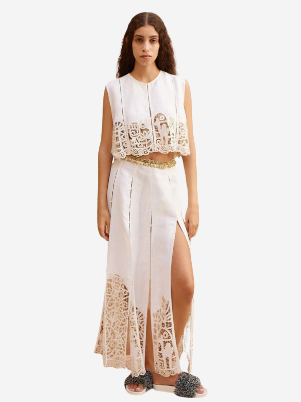 Rosemary Embroidered Top in Cream