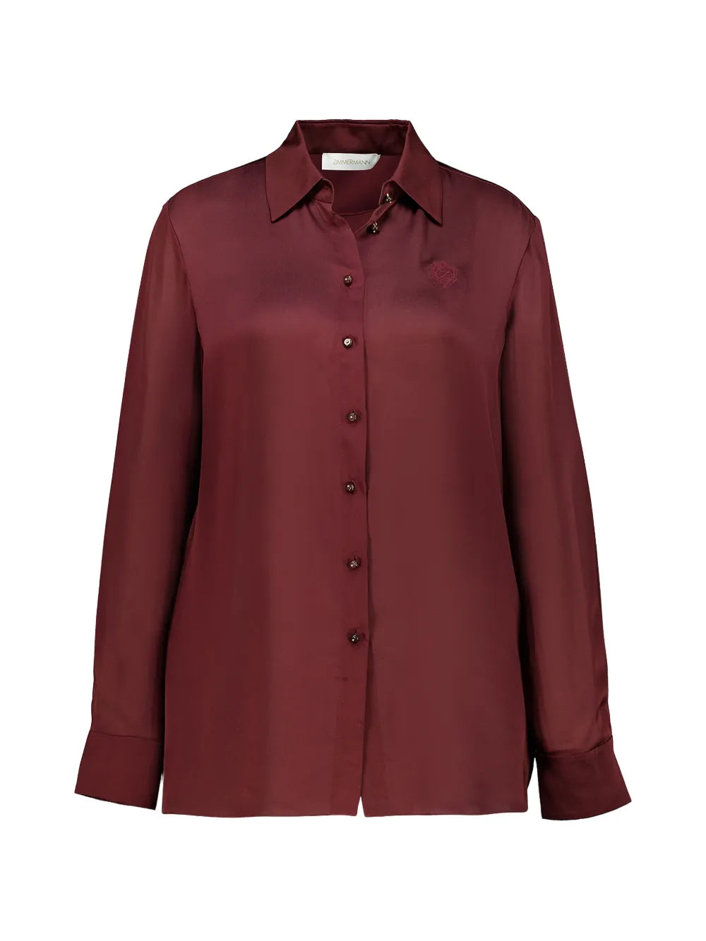 Luna Satin Shirt in Wine