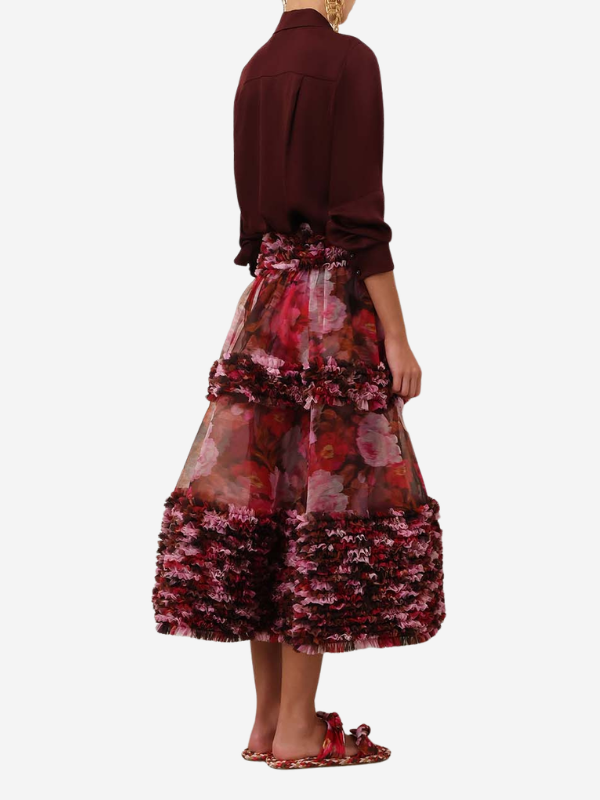 Luna Satin Shirt in Wine