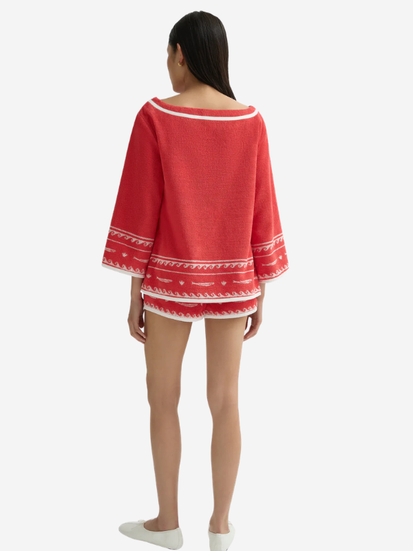 Cody Top in Red Ivory Fish