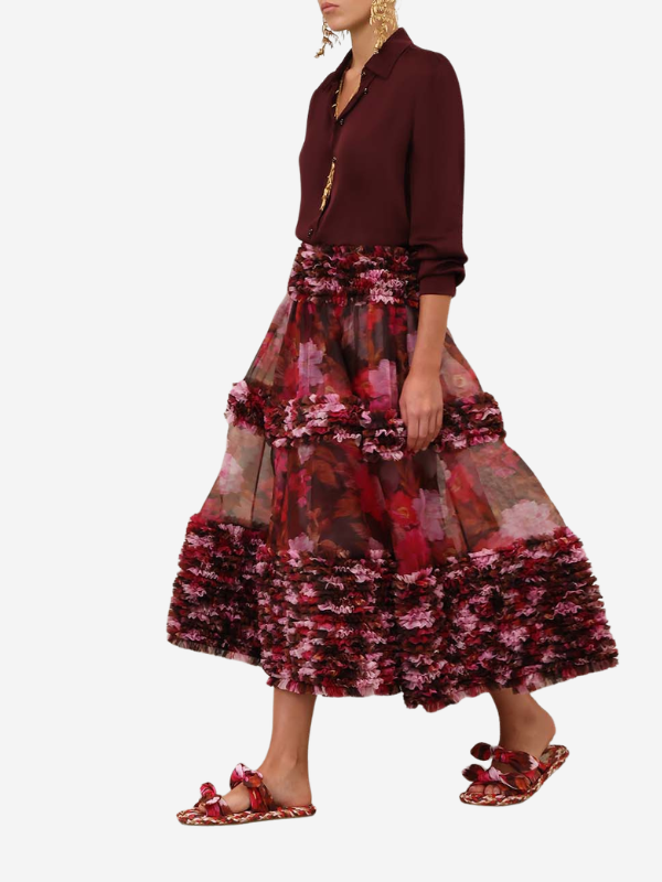 Luna Satin Shirt in Wine