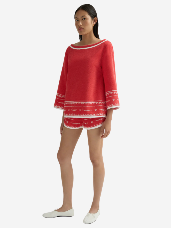 Cody Top in Red Ivory Fish