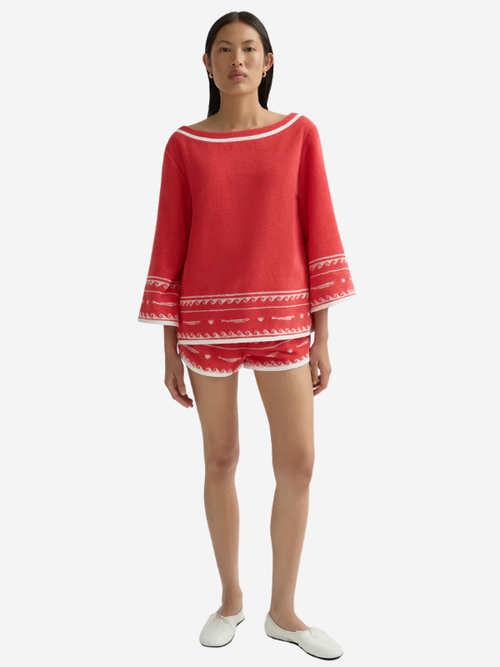 Cody Top in Red Ivory Fish