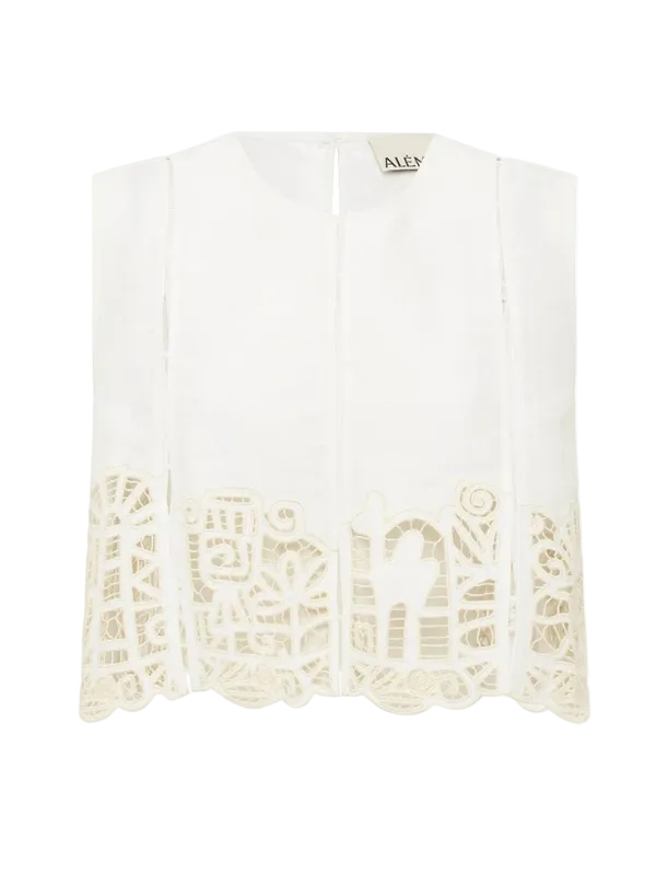 Rosemary Embroidered Top in Cream