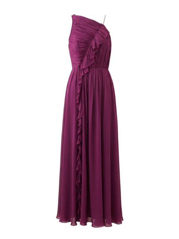 Aisha Pleated Gown in Mulberry